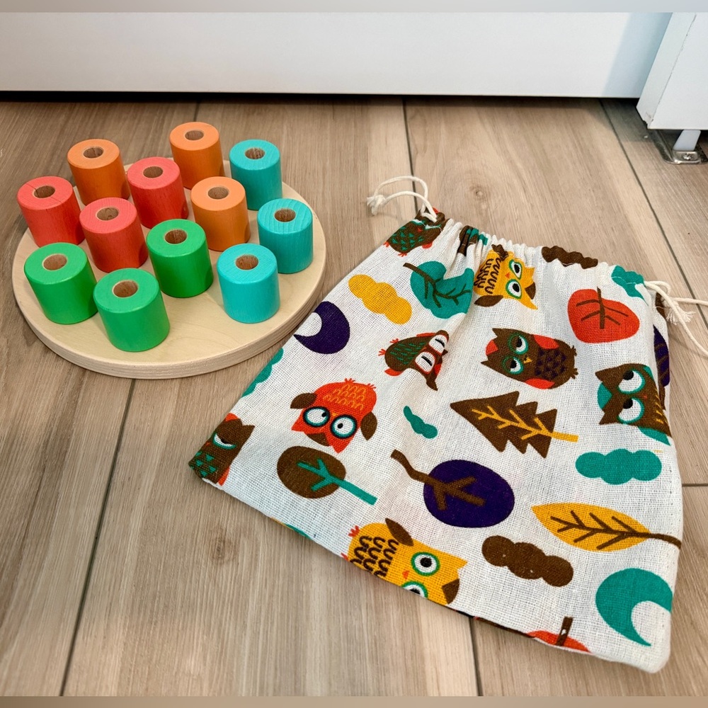 Lovevery Wooden Stacking Pegboard with carry bag